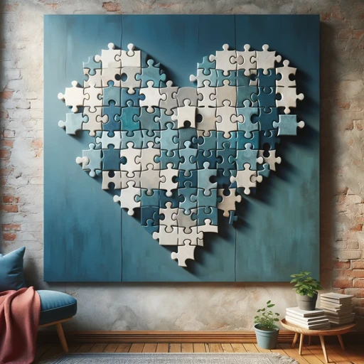 Puzzle piece heart art
