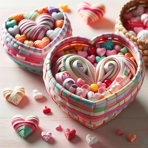 Woven baskets in heart shapes